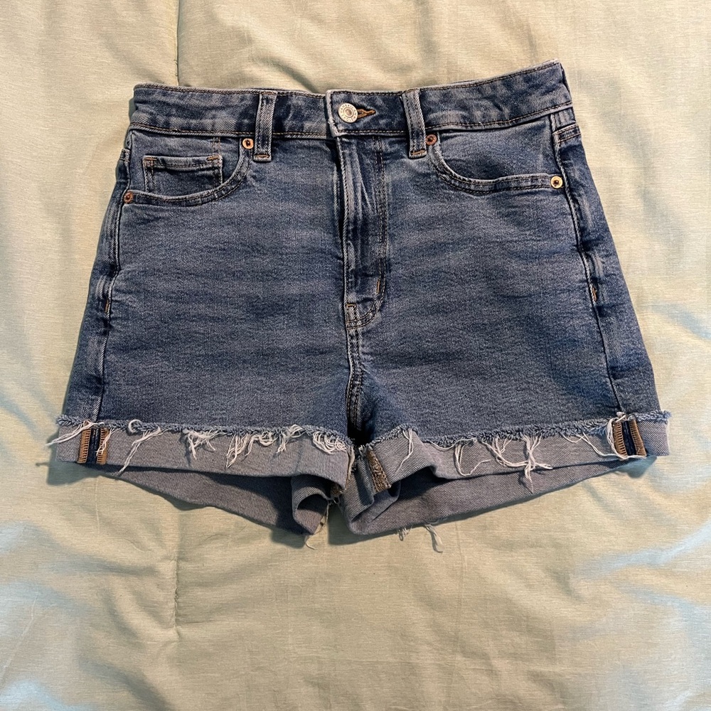 American Eagle Frayed Hem Mom Denim Shorts 4
